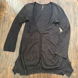 Free People Longline Lightweight V-neck Cardigan Sweater